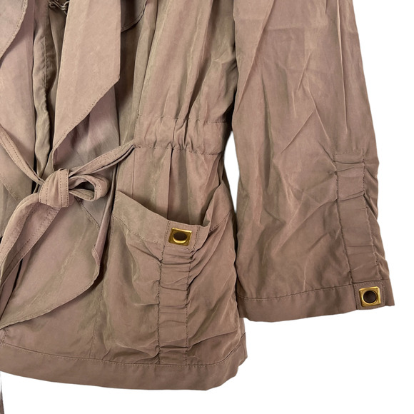 Yoana Baraschi Trench Coat Chocolate Drawstring‎ Waist Pockets Lined Size 6 - Picture 6 of 11